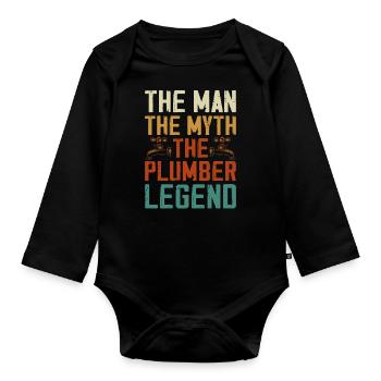 Plumbing Plumber Dad Vintage The - Organic Longsleeve Baby Bodysuit - black - Front
