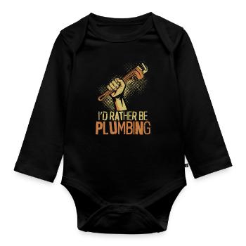 Plumbing Plumber Vintage I'd - Organic Longsleeve Baby Bodysuit - black - Front