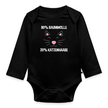 Baumwolle Katze Haar Katze Sprüche - Baby Bio-Langarm-Body - Schwarz - Vorne