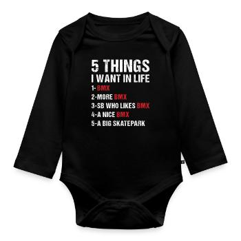 Sport 5 choses que je veux dans la vie BMX - Body Bébé bio manches longues - noir - Devant