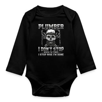 Plumbing Plumber Vintage Plumber I - Baby Bio-Langarm-Body - Schwarz - Vorne