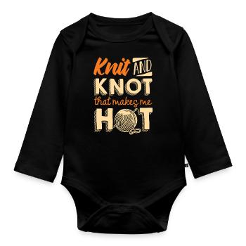 Knitting, crocheting, sewing, yarn, crochet, knitter - Organic Longsleeve Baby Bodysuit - black - Front