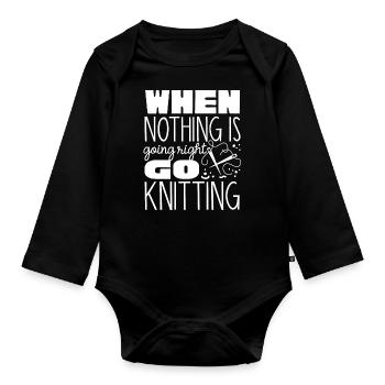 Knitting, crocheting, sewing, yarn, crochet, knitter - Organic Longsleeve Baby Bodysuit - black - Front
