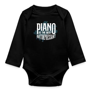 Pianiste, professeur de piano, pianiste, - Body Bébé bio manches longues - noir - Devant