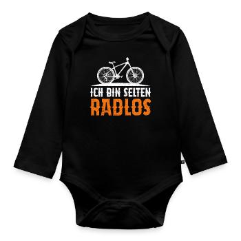 Ich Bin Selten Radlos - Baby Bio-Langarm-Body - Schwarz - Vorne