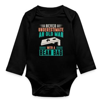 Cornhole-Spieler - Baby Bio-Langarm-Body - Schwarz - Vorne