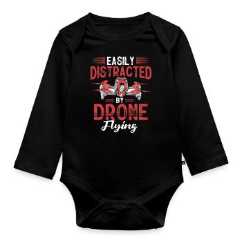 Drone flying, aerial drones, multicopters, drones - Organic Longsleeve Baby Bodysuit - black - Front