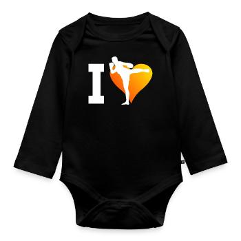 Muay Thai Thaibox Thaiboxer Thaiboxen Damen - Baby Bio-Langarm-Body - Schwarz - Vorne