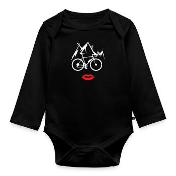 Bicycle Accessories Cyclist Motif - Organic Longsleeve Baby Bodysuit - black - Front