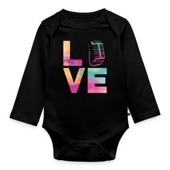 Karaoke Singer Microphone Vocalist - Organic Longsleeve Baby Bodysuit - black - Front