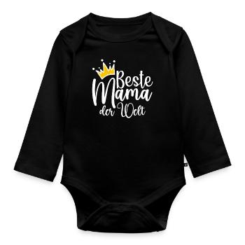 Beste Mama Der Welt - Baby Bio-Langarm-Body - Schwarz - Vorne