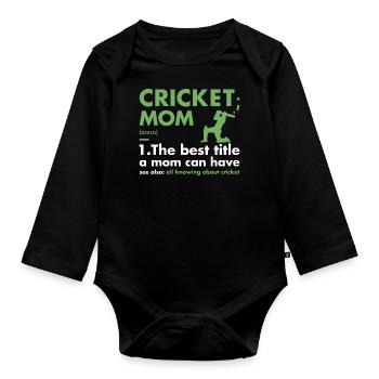 Sport Mom Definition Cricket - Organic Longsleeve Baby Bodysuit - black - Front
