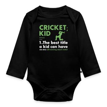 Sport Kid Definition Cricket - Organic Longsleeve Baby Bodysuit - black - Front