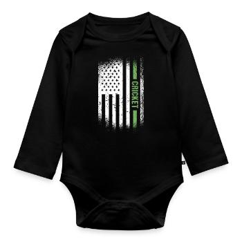 Sport Us Flag Cricket - Organic Longsleeve Baby Bodysuit - black - Front
