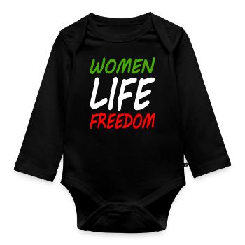 Women life freedom - Body Bébé bio manches longues - noir - Devant
