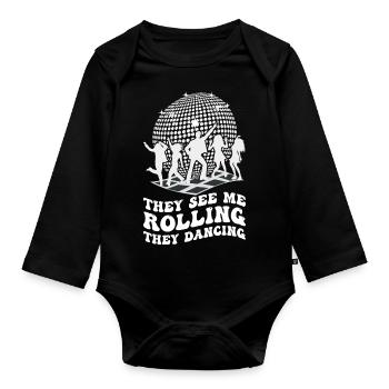 Retro Groovy Disco Ball Party Vintage Club Lifes - Body Bébé bio manches longues - noir - Devant