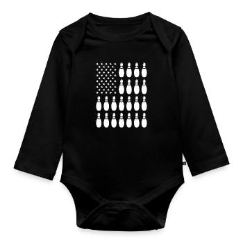 Sport Us Flag Bowling - Organic Longsleeve Baby Bodysuit - black - Front