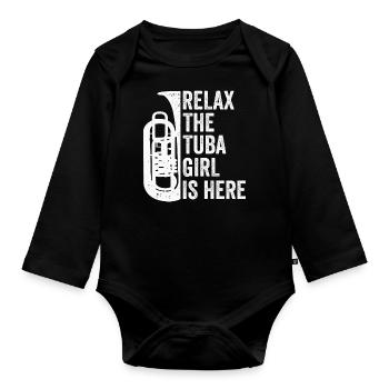 Tuba Mädchen Tubist Blasmusik - Baby Bio-Langarm-Body - Schwarz - Vorne