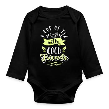 Teacup Tea Lovers Teas - Organic Longsleeve Baby Bodysuit - black - Front