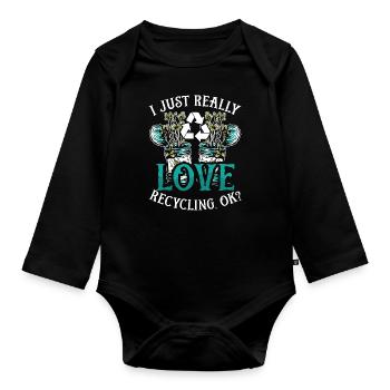 Recyclage J’aime vraiment recycler écologique - Body Bébé bio manches longues - noir - Devant