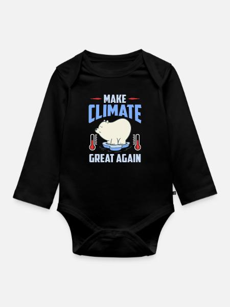 Global Warming Make Climate Great Again Awareness - Langærmet babybody, økologisk bomuld - sort