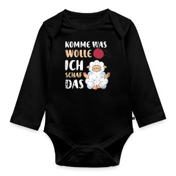 Schäffchen Wortspiel, Schafe - Baby Bio-Langarm-Body - Schwarz - Vorne