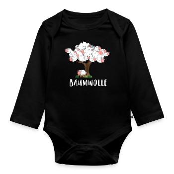 Baumwolle Wortspiel Schaf auf Baum, Schaf - Baby Bio-Langarm-Body - Schwarz - Vorne