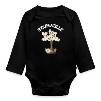 Baumwolle Wortspiel Schaf auf Baum, Schaf - Baby Bio-Langarm-Body - Schwarz - Vorne