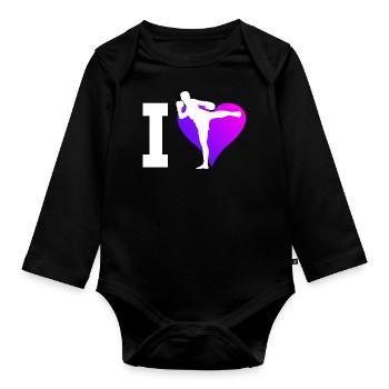 Thai Boxing Men Thai Boxing Thai Boxer Thai Boxing - Organic Longsleeve Baby Bodysuit - black - Front