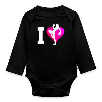 Kickboxing Hommes Femmes Kickboxing Boxe Kickboxing - Body Bébé bio manches longues - noir - Devant