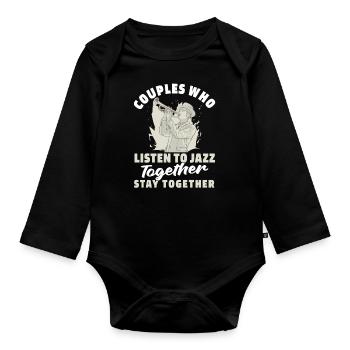 Jazz Music Couple - Organic Longsleeve Baby Bodysuit - black - Front