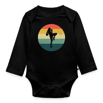 Thai Boxing Thai Boxing Men Thai Boxer Thai Boxer - Organic Longsleeve Baby Bodysuit - black - Front
