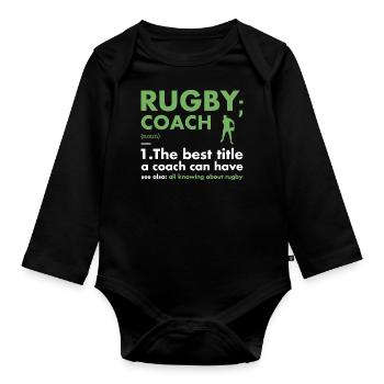 Sport Coach Definition Rugby - Baby Bio-Langarm-Body - Schwarz - Vorne