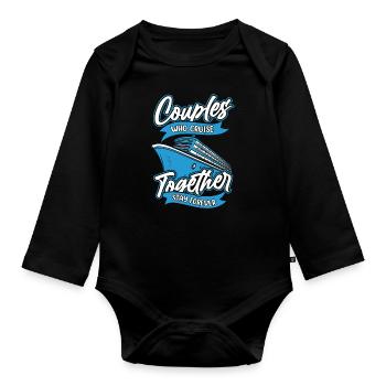 Cruise ship couple - Organic Longsleeve Baby Bodysuit - black - Front