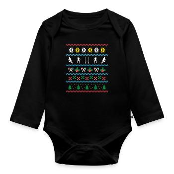 Sport X-Mas Christmas Rugby - Baby Bio-Langarm-Body - Schwarz - Vorne