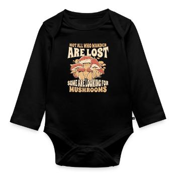 Mushroom Mushrooms Funghi Mushroom - Organic Longsleeve Baby Bodysuit - black - Front