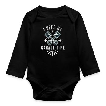Citation mécanicien voiture moto cadeau, - Body Bébé bio manches longues - noir - Devant