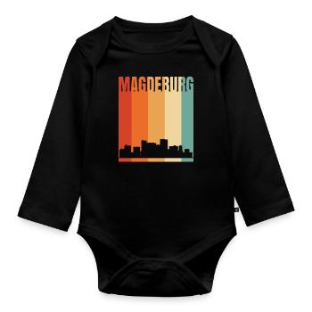 Magdeburg Skyline - Organic Longsleeve Baby Bodysuit - black - Front