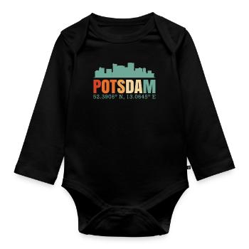 Potsdam Skyline - Organic Longsleeve Baby Bodysuit - black - Front