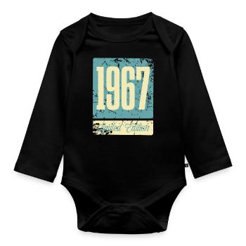 1967 Anniversaire de naissance Année de naissance - Body Bébé bio manches longues - noir - Devant