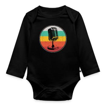 Karaoke Singer Microphone Vocalist - Baby Bio-Langarm-Body - Schwarz - Vorne