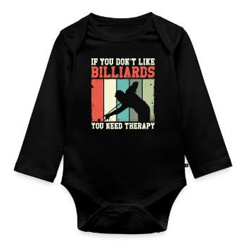 Billiards Pool Player Ball Retro - Organic Longsleeve Baby Bodysuit - black - Front