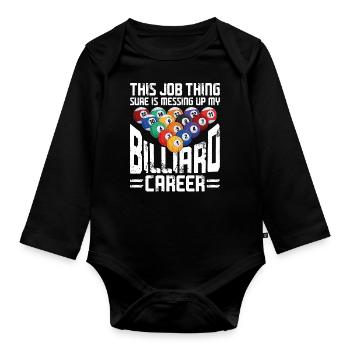 Billards Joueur de billard Balle Vintage - Body Bébé bio manches longues - noir - Devant