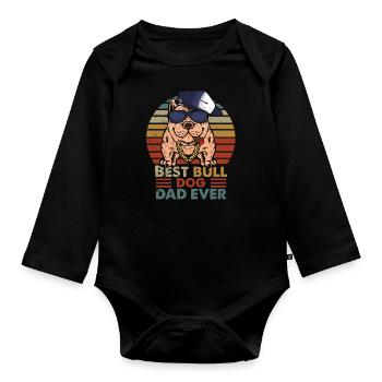 Meilleur Bulldog Daddy Father’s Day Cool Dog Dogs - Body Bébé bio manches longues - noir - Devant