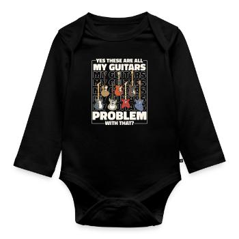 Guitar Guitarist Musician Acoustic Guitar Instruments - Organic Longsleeve Baby Bodysuit - black - Front