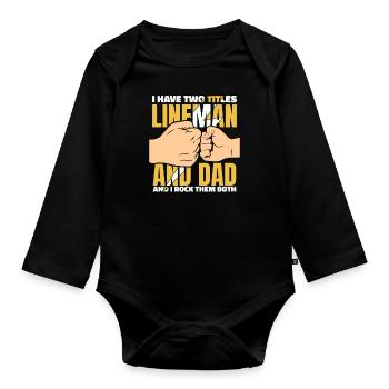 Lineman Elektrokabel Strommast Elektriker - Baby Bio-Langarm-Body - Schwarz - Vorne