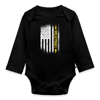 Sport Us Flag Volleyball - Baby Bio-Langarm-Body - Schwarz - Vorne
