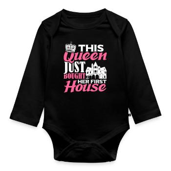 Queen bought homeowner homeowner - Organic Longsleeve Baby Bodysuit - black - Front