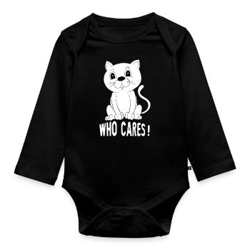 Katzen Mutter Miau Lustig Katzendame T-Shirt - Baby Bio-Langarm-Body - Schwarz - Vorne