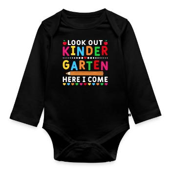 Kindergärtner Lehrer Regenbogenfarben - Baby Bio-Langarm-Body - Schwarz - Vorne